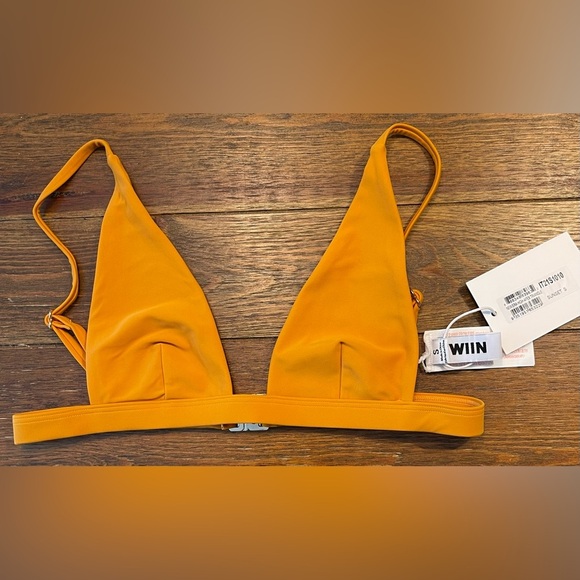 ASOS TWIIN | Era High Apex Triangle Bikini Top | Sunset Orange | Small - Picture 3 of 6
